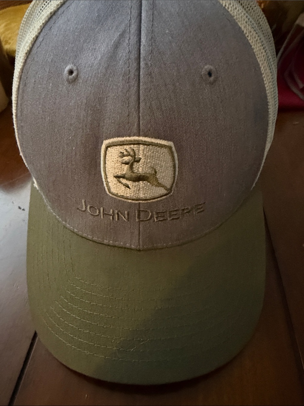 John Deere Gray and Green Mesh Back Logo Hat